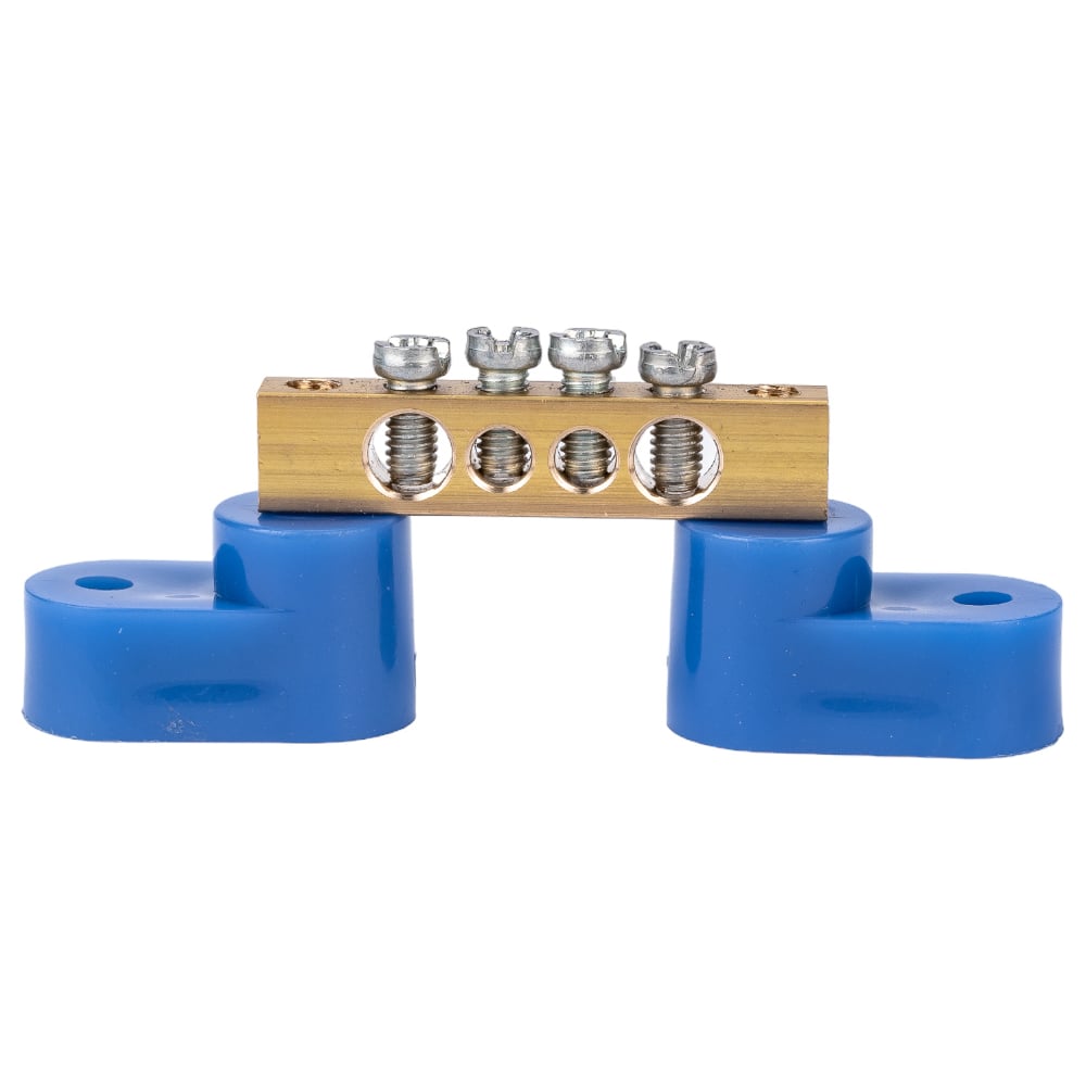 Нулевая N шина на двух угловых синих изоляторах REXANT 6х9 мм 4 группы ...