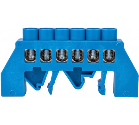 Нулевая шина в комбинированном синем изоляторе на DIN-рейку REXANT 8x12 мм 6 групп 11-2312