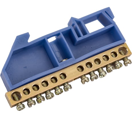 Нулевая N шина с синим изолятором на DIN-рейку REXANT 6x9 мм стойка большая 12 групп 11-2342