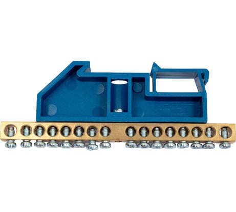 Нулевая N шина с синим изолятором на DIN-рейку REXANT 6x9 мм стойка большая 16 групп 11-2344