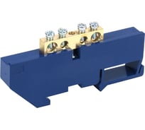 Нулевая N шина с синим изолятором на DIN-рейку REXANT 6x9 мм стойка большая 4 группы 11-2338