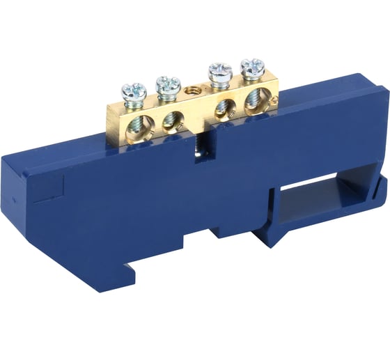 Нулевая N шина с синим изолятором на DIN-рейку REXANT 6x9 мм стойка большая 4 группы 11-2338