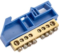 Нулевая N шина с синим изолятором на DIN-рейку REXANT 8х12 мм стойка большая 8 групп 11-2347