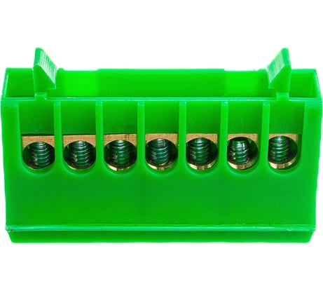 Шина PE земля в корпусном зеленом изоляторе на DIN-рейку REXANT 6x9 мм 7 групп 11-2321