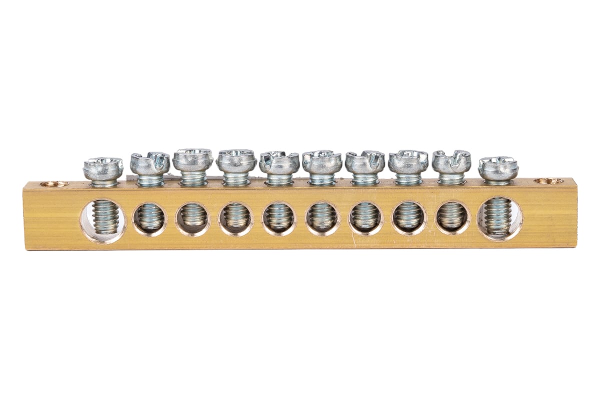 Шина PEN земля-ноль REXANT 6x9 мм 10/2 10 групп/крепеж по краям 11-2367 ...