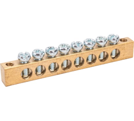 Шина PEN земля-ноль REXANT 6x9 мм 8/2 8 групп/крепеж по краям 11-2366