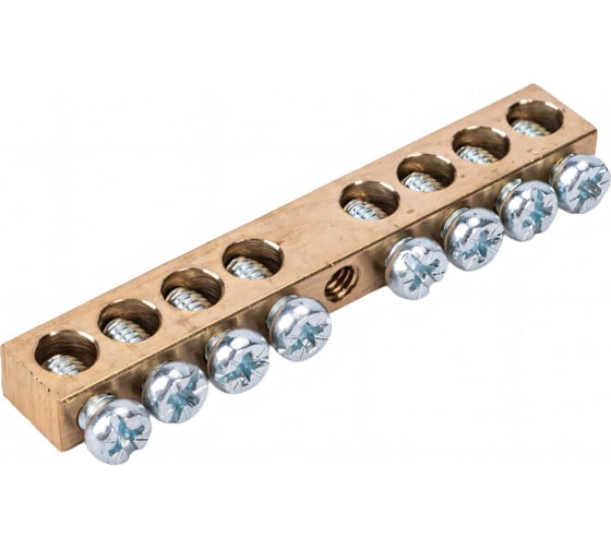 Шина PEN земля-ноль REXANT 6x9 мм 8/1 8 групп/крепеж по центру 11-2372