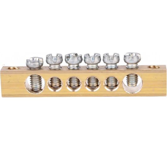 Шина PEN земля-ноль REXANT 6x9 мм 6/2 6 групп/крепеж по краям 11-2365