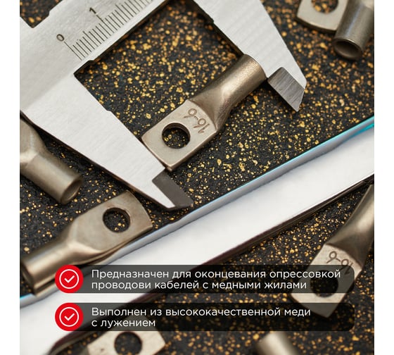 Медный луженый наконечник REXANT ТМЛ-Р 16–6 (16мм2 - d6мм), 100 шт. 07-5310-6