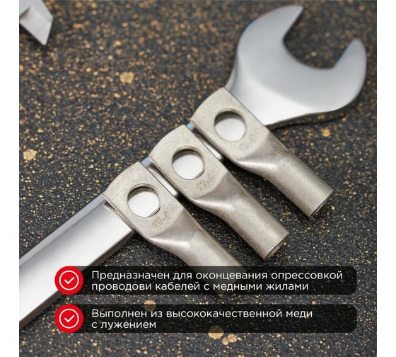 Медный луженый наконечник REXANT ТМЛ-Р 25–8 (25мм2 - d8мм), 100 шт. 07-5314-6