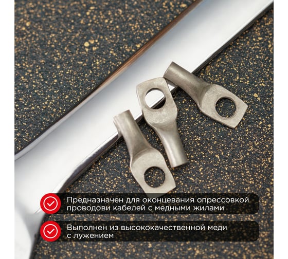 Медный луженый наконечник REXANT ТМЛ-Р 4–6 (4мм2 - d6мм), 100 шт. 07-5304-6