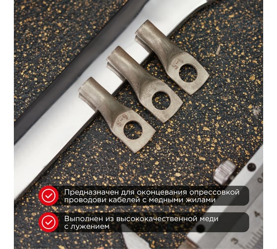 Медный луженый наконечник REXANT ТМЛ-Р 6–5 (6мм2 - d5мм), 10 шт. 07-5305-2