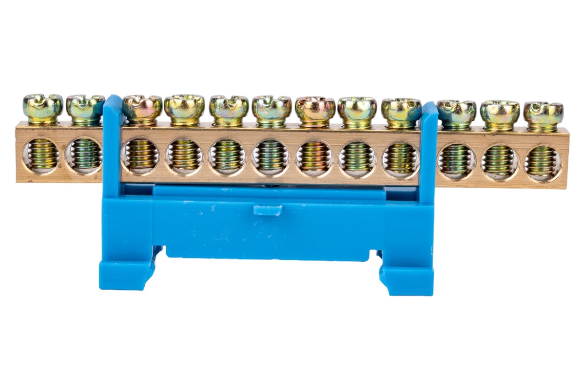 Шина N нулевая ЮПИТЕР с изолятором на DIN-рейку 6x9мм 12 групп малая ...