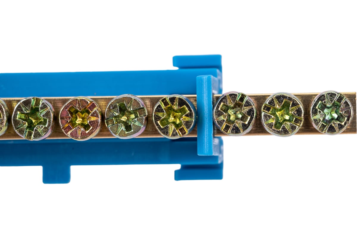 Шина N нулевая ЮПИТЕР с изолятором на DIN-рейку 6x9мм 12 групп малая ...