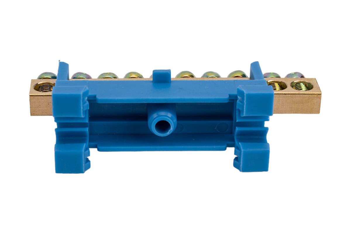 Шина N нулевая ЮПИТЕР с изолятором на DIN-рейку 6x9мм 10 групп малая ...