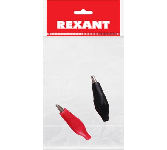 Зажим крокодил в изоляторе REXANT длина 46 мм, ток 5A, 2 шт 16-0002-9