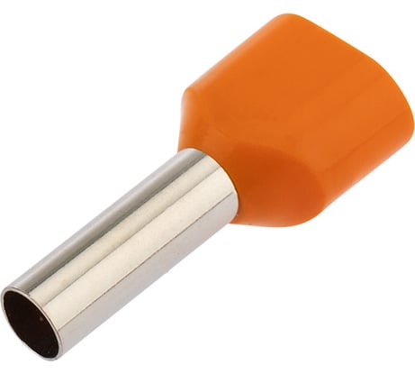Штыревой втулочный изолированный наконечник REXANT F-12 мм 2x4 мм2 НШВи2 4.0-12 оранжевый 10 шт 06-0411-A