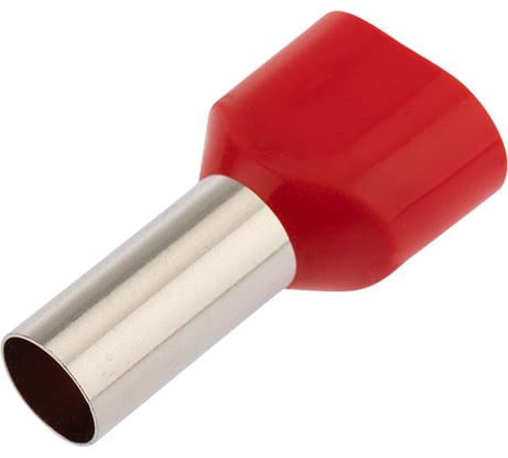 Штыревой втулочный изолированный наконечник REXANT F-14 мм 2x10 мм2 НШВи2 10-14 красный 10 шт 06-0413-A
