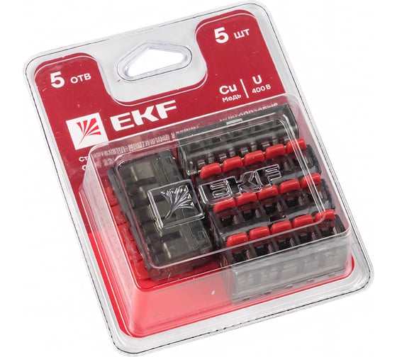 Клемма EKF СМК 221-415 5 отверстий 0.2-4.0 мм2 блистер (5шт.) PROxima plc-smk-221-415b