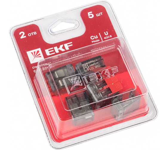 Клемма EKF СМК 221-412 2 отверстия 0.2-4.0 мм2 блистер (5шт.) PROxima plc-smk-221-412b