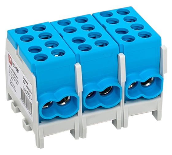 Распределительная клемма EKF КСР с двойным винтом 2x25/2x16 синяя PROxima ksr-2.25-2.16-blue