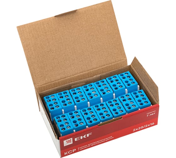 Распределительная клемма EKF КСР с двойным винтом 2x25/2x16 синяя PROxima ksr-2.25-2.16-blue