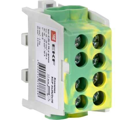 Распределительная клемма EKF КСР с двойным винтом 2x25/2x16 желто-зеленая PROxima ksr-2.25-2.16-y-green