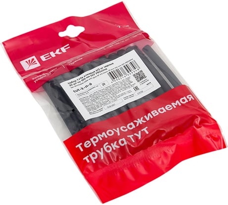 Набор термоусаживаемых трубок EKF ТУТк клеевые 6/2 нг черные 20шт по 100мм PROxima tut-k-n-6