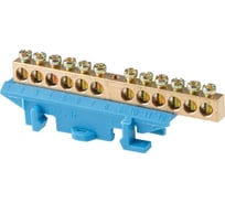 Нулевая N шина c изолятором ЮПИТЕР на DIN-рейку 6x9мм 12 групп большая стойка JP7209-04