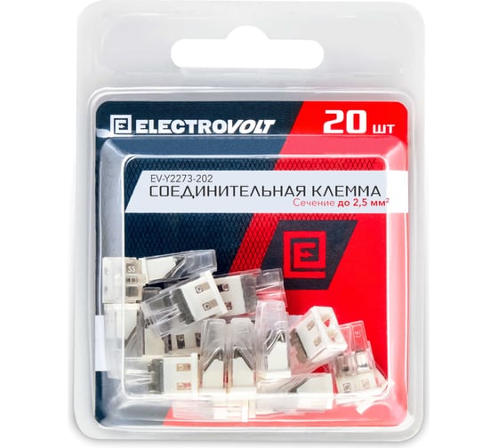 Компактная 2-проводная клемма ELECTROVOLT 2273-202 20 штук/упаковка EV-Y2273-202_20