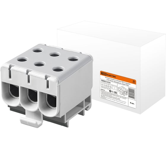 Вводная силовая клемма TDM ELECTRIC КВС (6 вводов; 6-50 кв.мм.; проходная; серая) SQ0833-0110 1