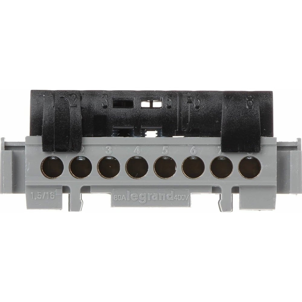 Клеммная колодка Legrand IP 2X - фаза - чёрная - 8x1,5-16 мм2 - длина ...