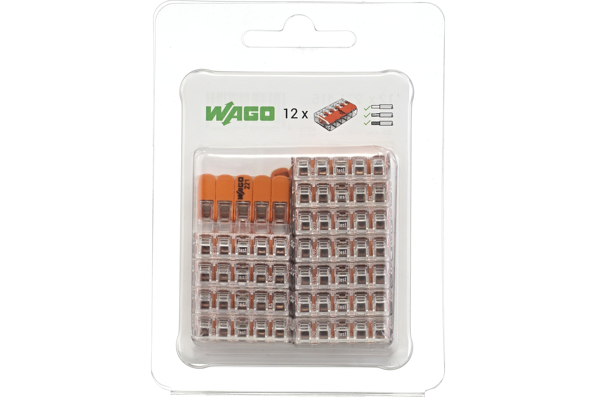 КлеммывблистернойупаковкеWAGO12шт221-415-12221-415/12