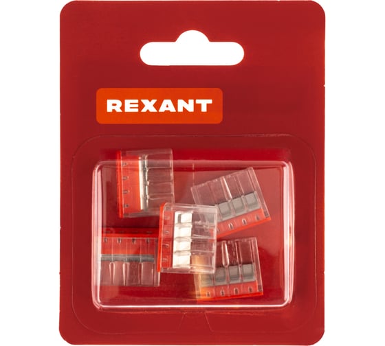 Экспресс-клемма REXANT СМК 2273-204, 4-проводная, 0.5-2.5 мм2, прозрачная, 5 шт. 07-3213-5