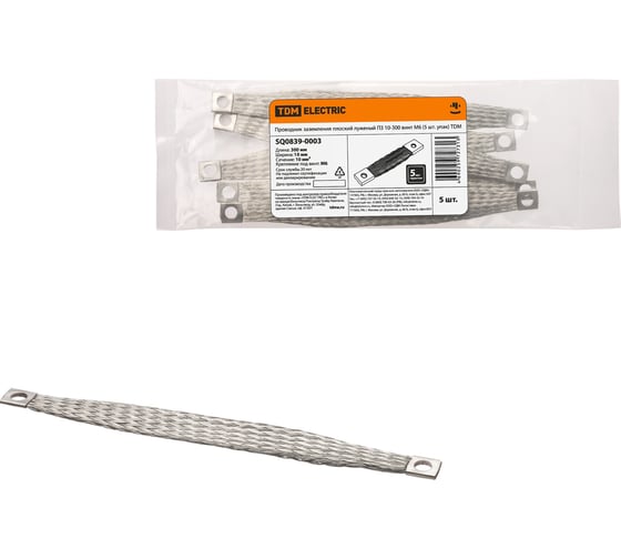 Плоский проводник заземления TDM ELECTRIC луженый пз 10-300 (5 шт. упак) тdm SQ0839-0003