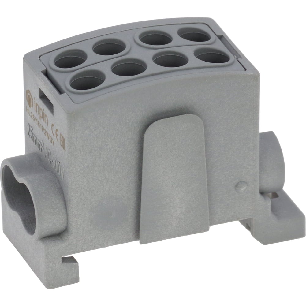 Клемма INPIN 4 подключения 2,5-16мм2 1000V 100А серая HL25/161P2WGY ...