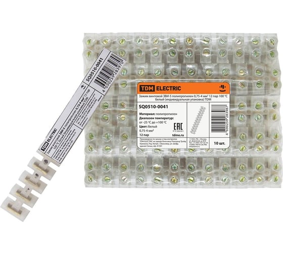 Винтовой зажим TDM ELECTRIC ЗВИ-5 0.75-4мм2 12пар SQ0510-0002