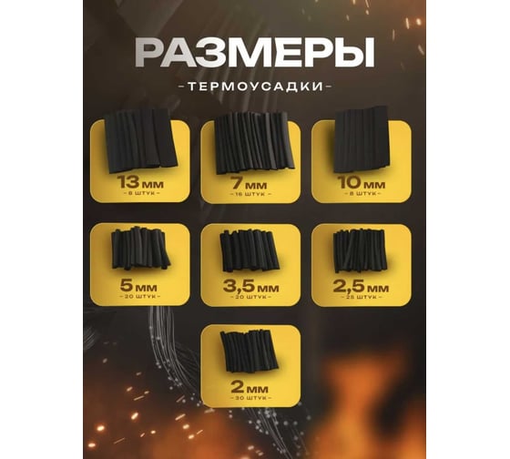 Термоусадка Maksimal набор черных термоусадочных трубок 127 шт. 703