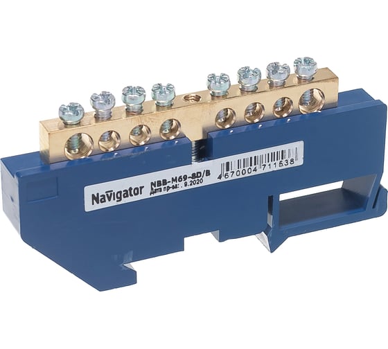 Нулевая шина Navigator на DIN-изоляторе 6х9-8, упаковка 10 штук 71153 1