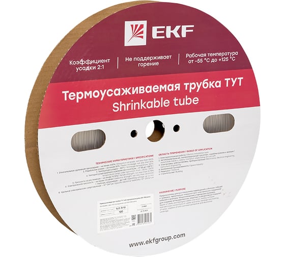 Термоусаживаемая трубка EKF ТУТ 4/2 прозрачная рулон PROxima tut-4-tr 1