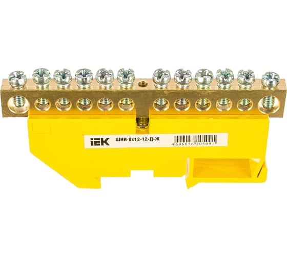Нулевая шина на DIN-изоляторе ШНИ-8х12-12-Д-Ж YNN10-812-12D-K05 IEK 1037426 1