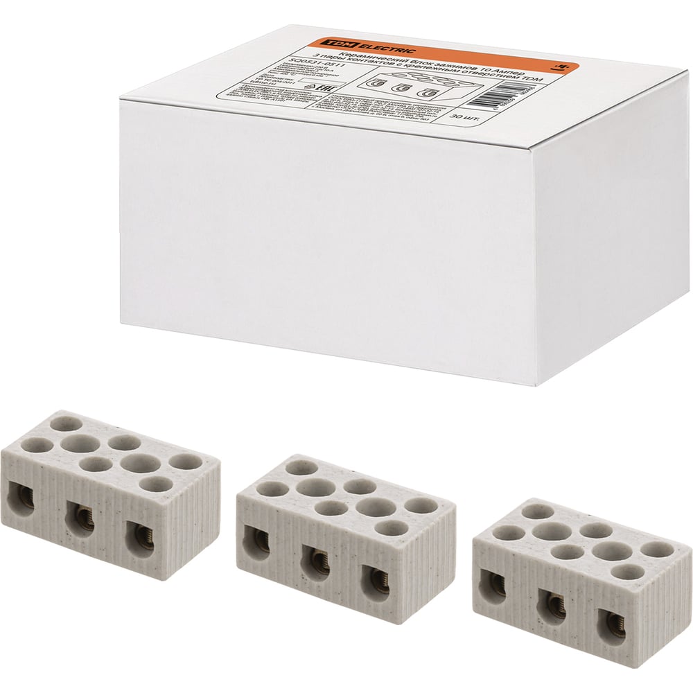 Керамический блок зажимов TDM ELECTRIC 10 Ампер, 3 пары контактов, с ...