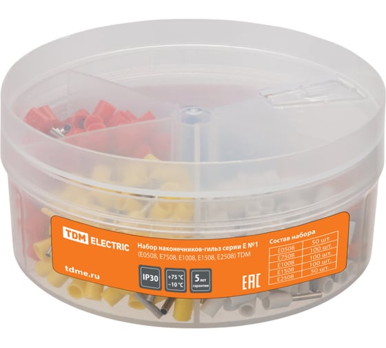 Набор гильз соединительных серии Е №1 (Е0508, Е7508, Е1008, Е1508, Е2508) TDM ELECTRIC SQ0512-0016