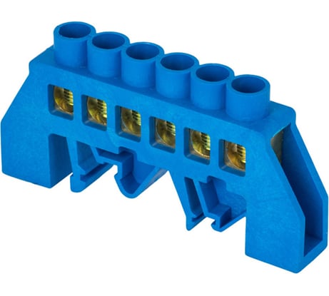 Нулевая шина N EKF (6x9мм) 6 отверстий латунь синий нейлоновый корпус комбинированный PROxima sn0-63-06-dn