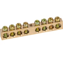 Шина ЭРА NO-122-14 PEN земля-ноль 6x9мм 8/1 латунная с креплениями по центру Б0047228