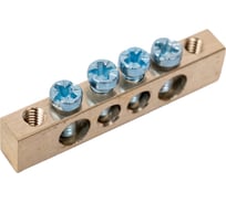 Шина ЭРА NO-122-01 PEN земля-ноль 6x9мм 4/2 латунная с креплениями по краям Б0047215