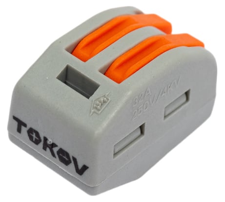 Строительно-монтажная клемма TOKOV ELECTRIC pct-212 с рычагом 2 отверстия (блист.10шт) TKE-PCT-212/BL10