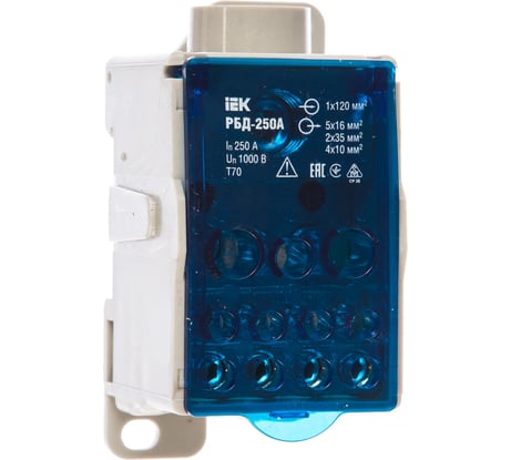 Распределительный блок на DIN-рейку IEK РБД-250А RBD-250 387053