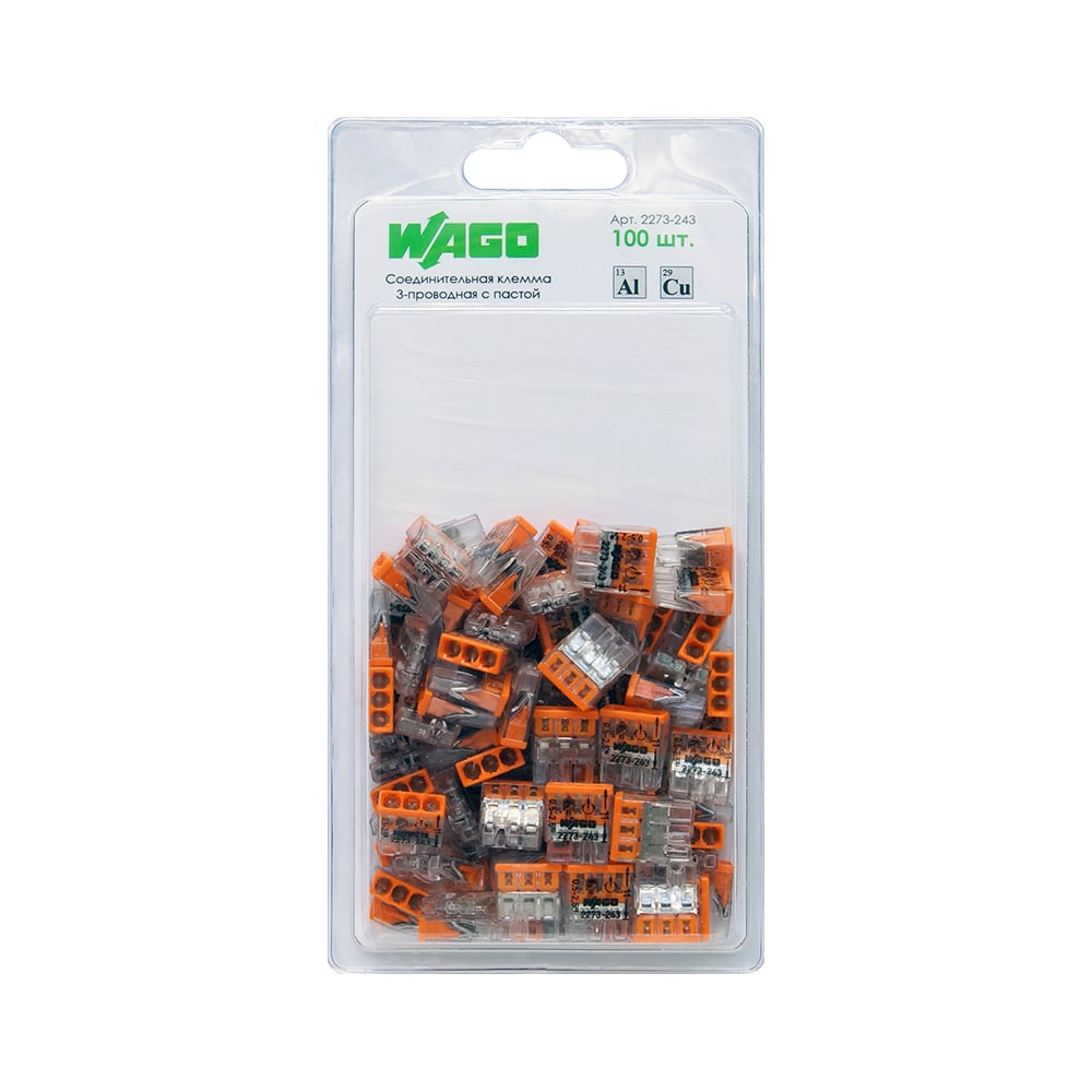 Клемма WAGO 2273-243 (с пастой) 100 шт. 2686 - выгодная цена, отзывы ...