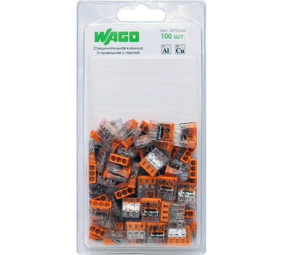 Клемма WAGO 2273-243 (с пастой) 100 шт. 2686 - выгодная цена, отзывы ...